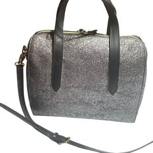 Fossil Women's Black and Silver Satchel